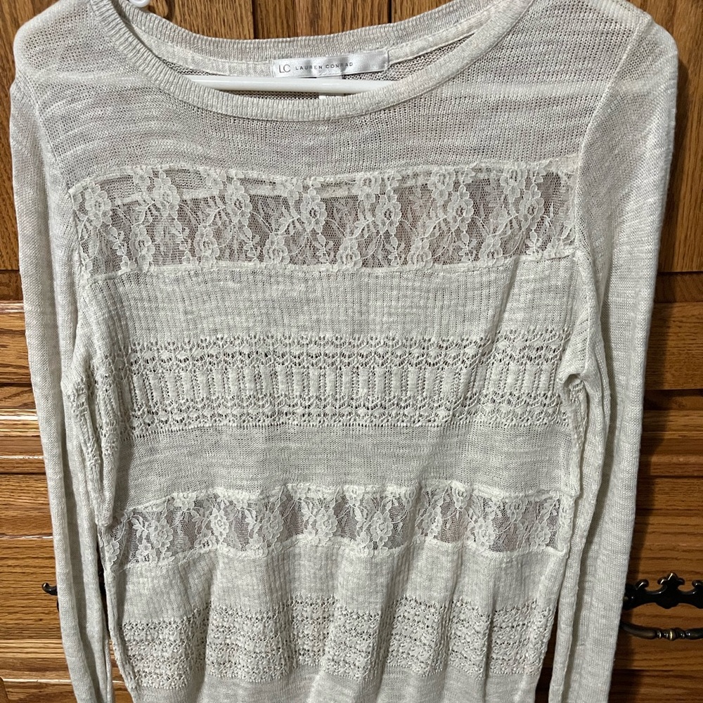 Lauren Conrad Sheer Cream Sweater M